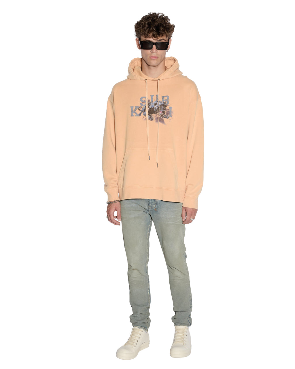 Mens Apex Biggie Hoodie Flare Oversized Fleece - Orange