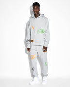 Mens Collective Kash Hoodie Grey Marle Regular Fleece - Grey