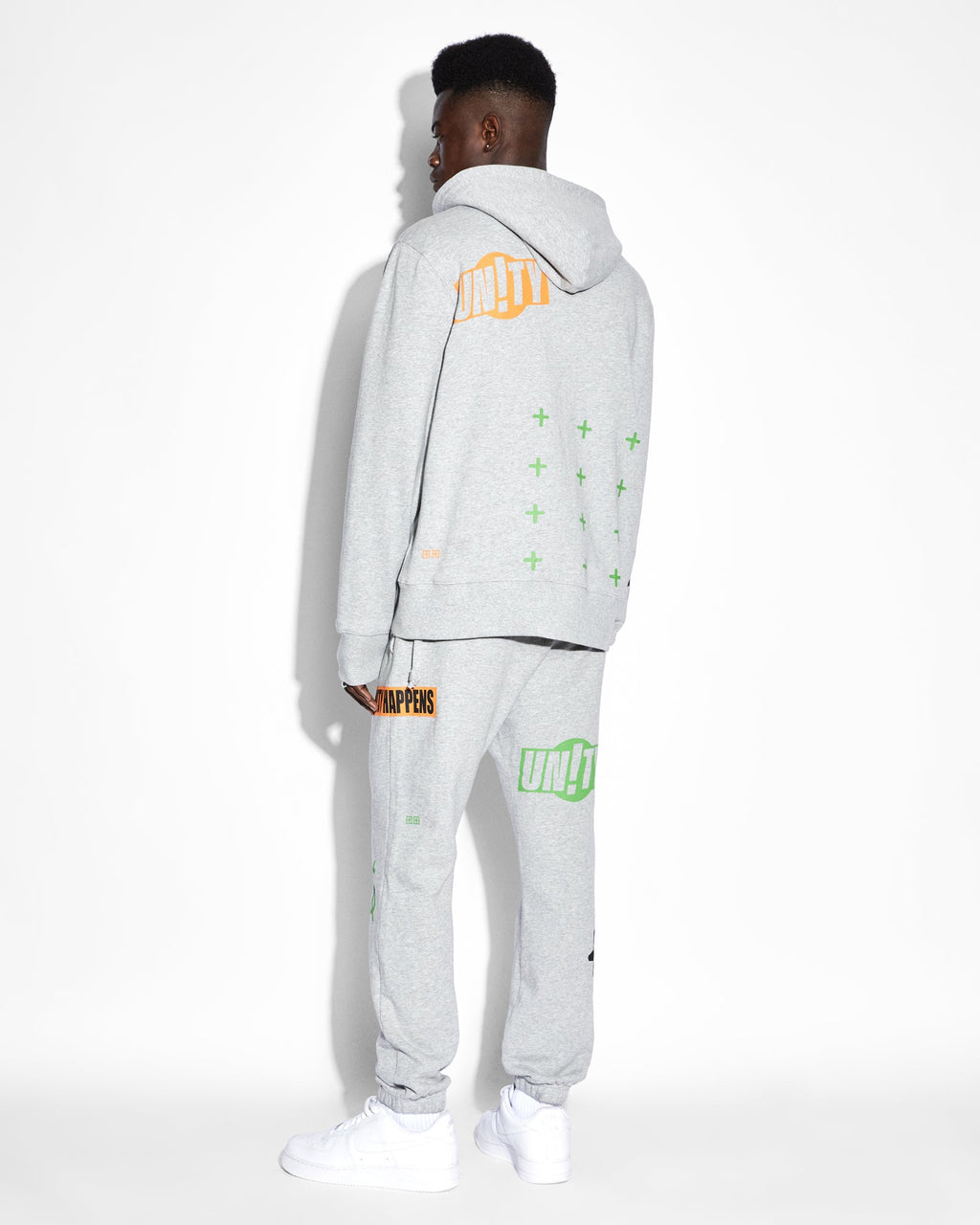 Mens Collective Kash Hoodie Grey Marle Regular Fleece - Grey