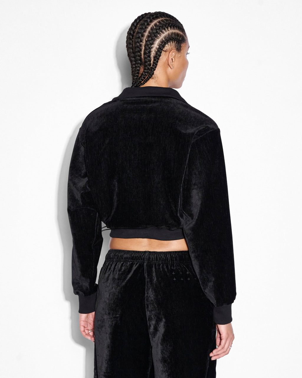 WOMENS RICHIE HALF ZIP CROP BLACK FLEECE
