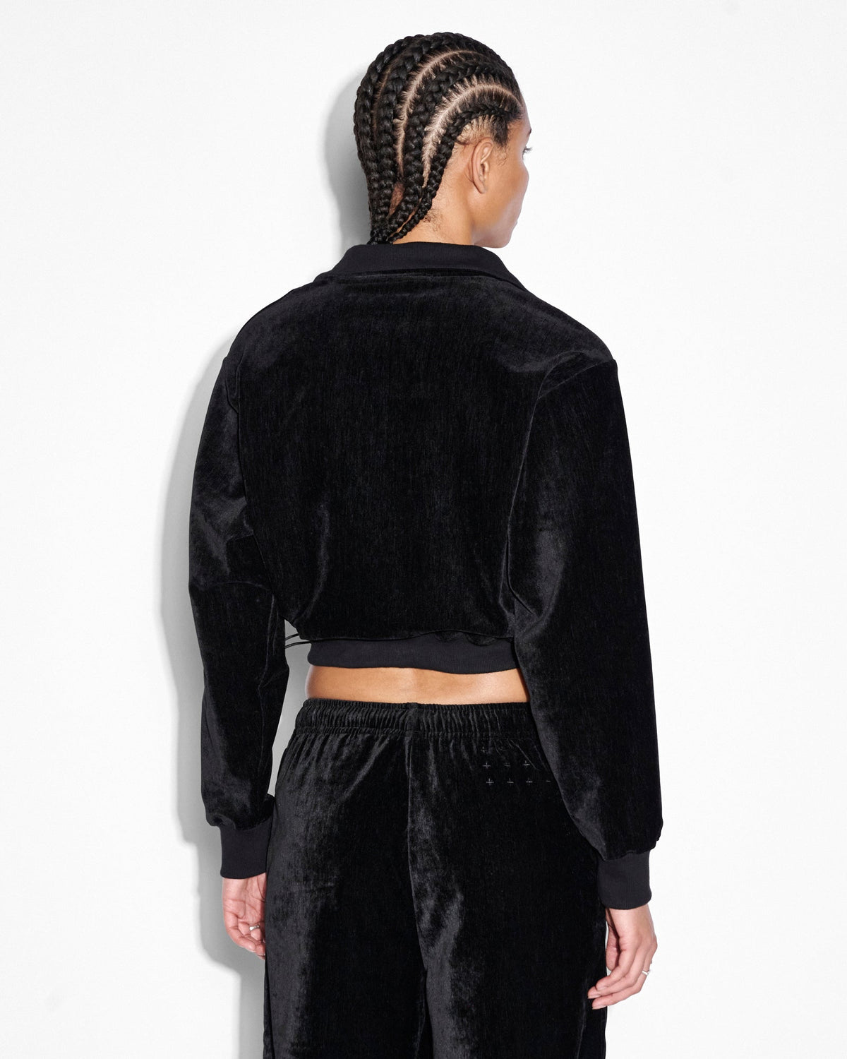 WOMENS RICHIE HALF ZIP CROP BLACK FLEECE