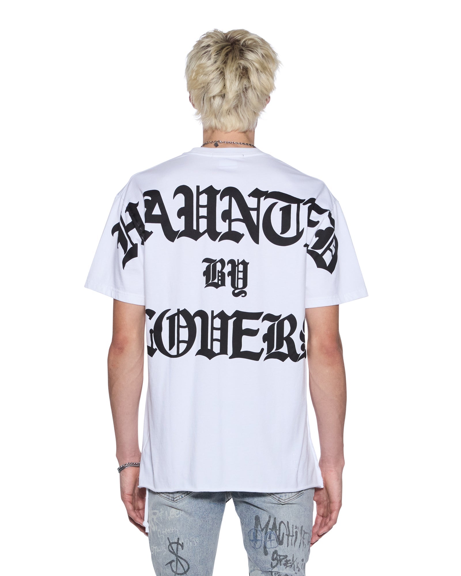 MENS  HAUNTED BIGGIE SS TEE WHITE OVERSIZED TEES