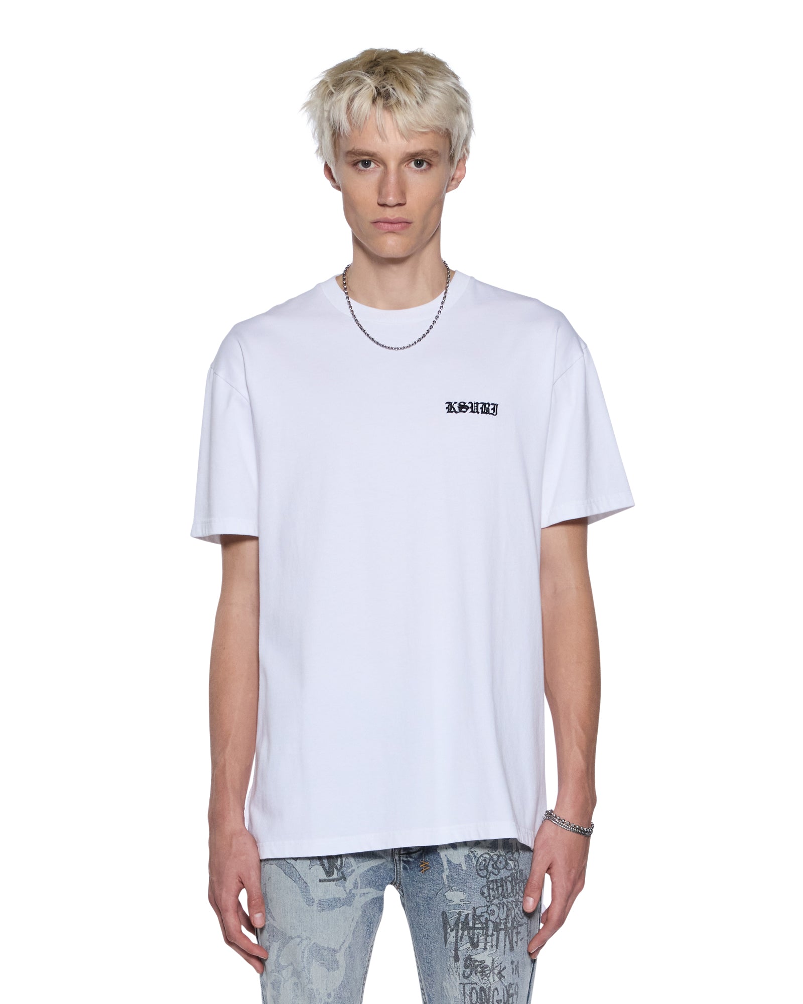 MENS  HAUNTED BIGGIE SS TEE WHITE OVERSIZED TEES
