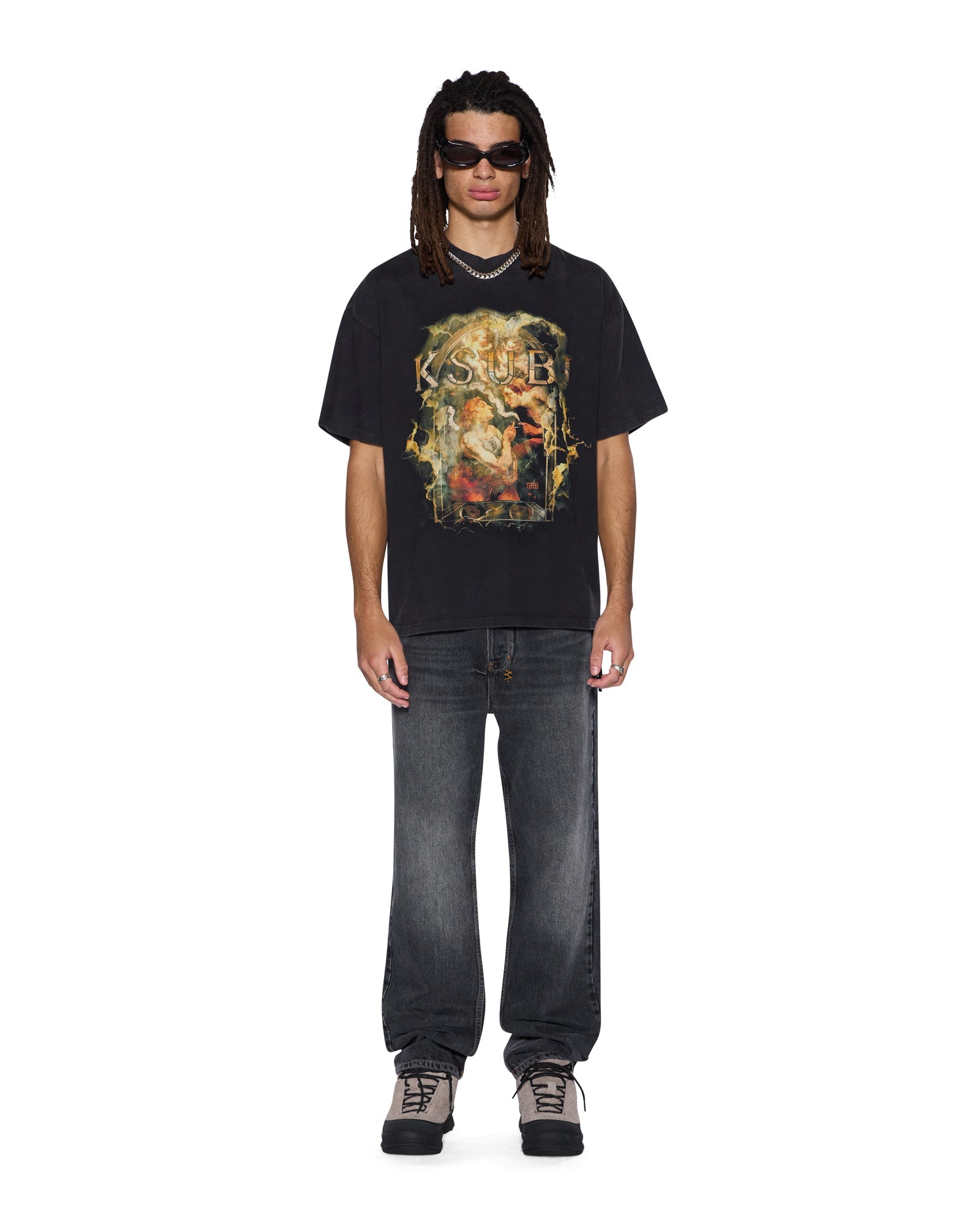 MENS  ASCENSION EKCESS TEE FADED BLACK OVERSIZED TEES