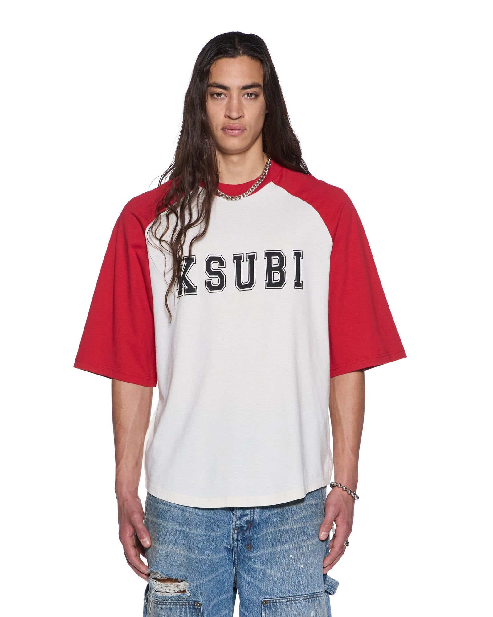 MENS  99 BIGGIE RAGLAN SS TEE RED OVERSIZED TEES
