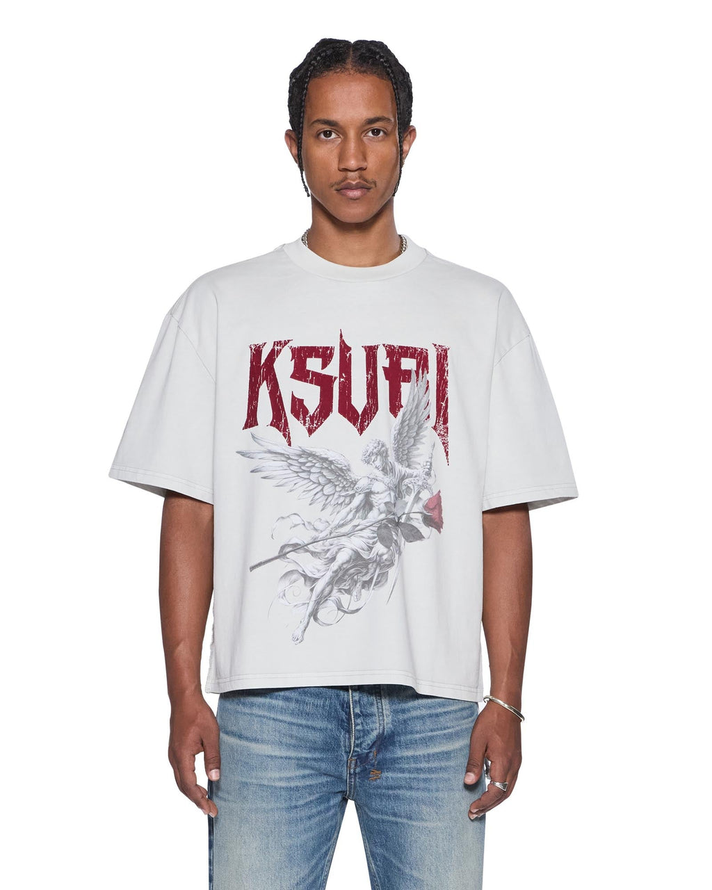 Mens Angel Halen Ss Tee Krete Baggy Tees - Grey
