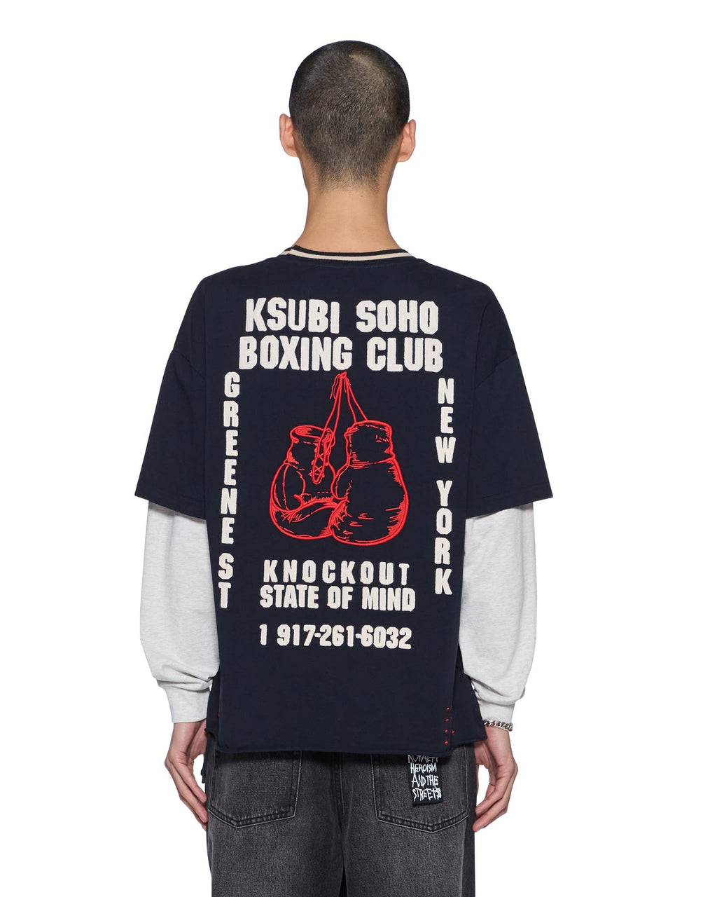 Mens Club Ekcess Layered Ls Deep Oversized Tees - Navy