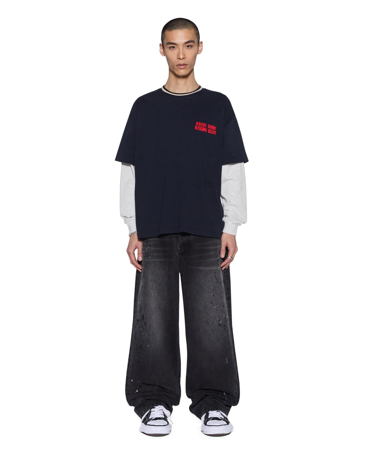 Mens Club Ekcess Layered Ls Deep Oversized Tees - Navy