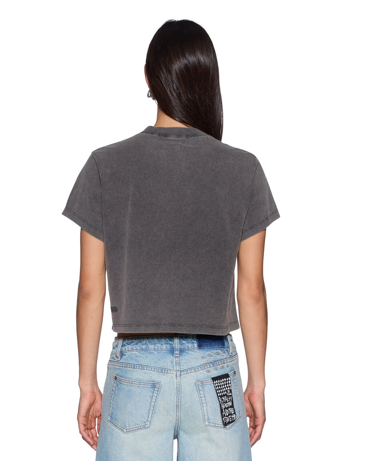 Womens Dance Shrunken Ss Tee Charcoal Fitted Tees - Grey
