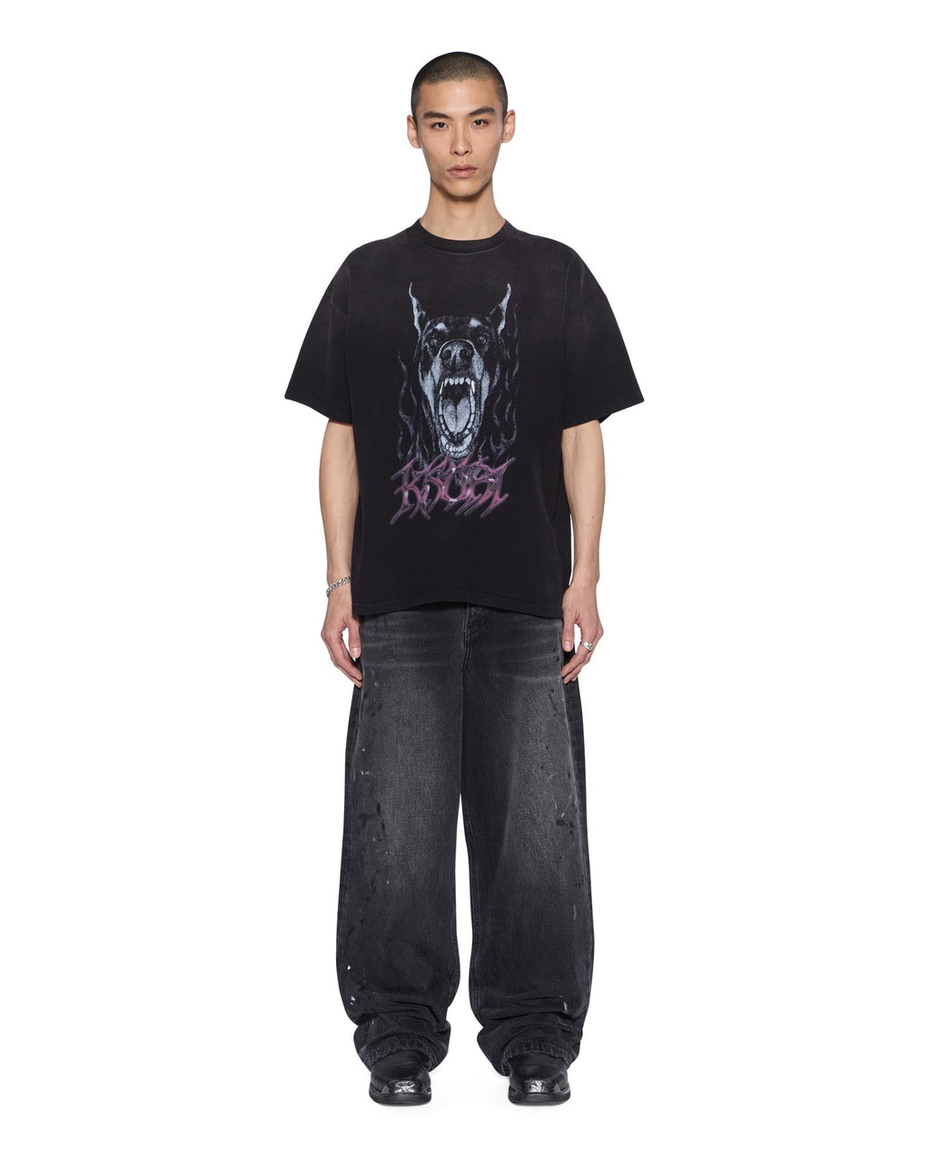 Mens K9 Ekcess Ss Tee Black Fade Oversized Tees - White