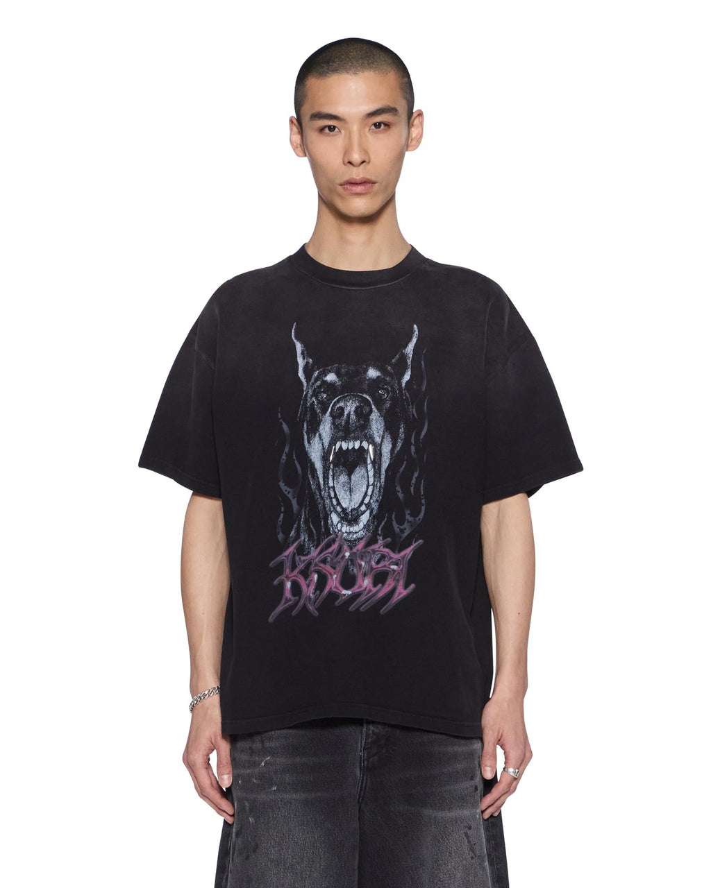 Mens K9 Ekcess Ss Tee Black Fade Oversized Tees - White