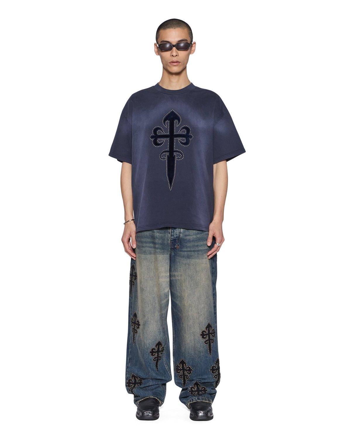 Mens Kaliba Ekcess Ss Tee Deep Dive Oversized Tees - Navy