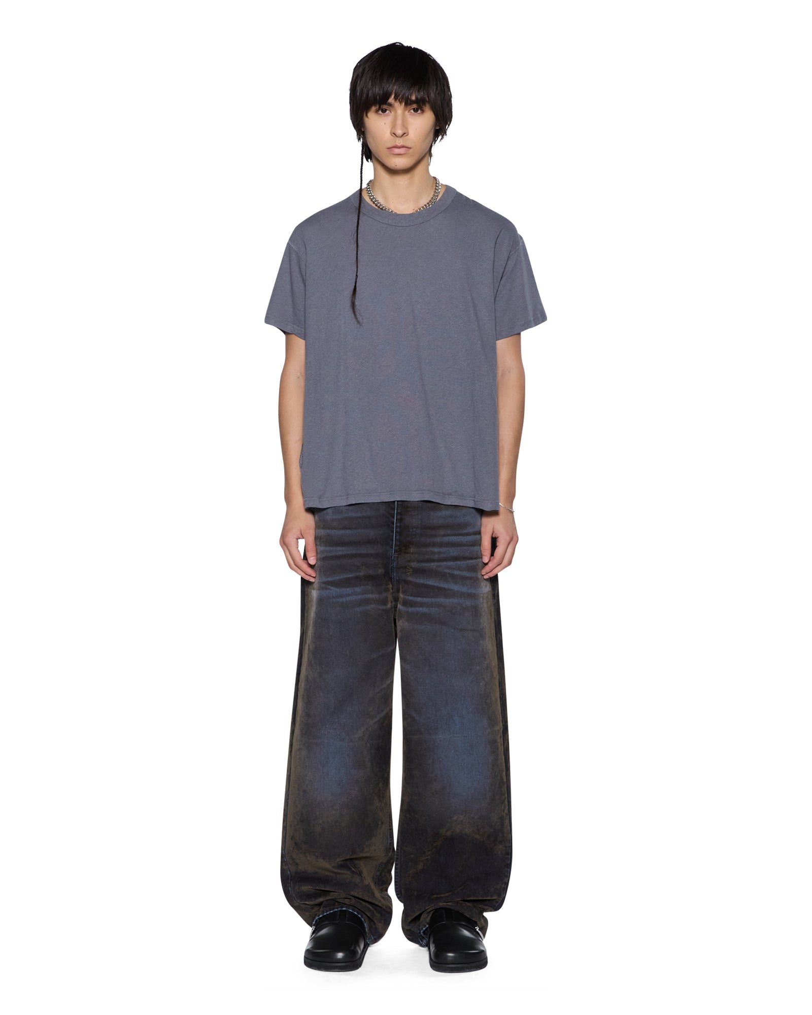 MENS  SLUB SID SS TEE CHARCOAL SLIM TEES