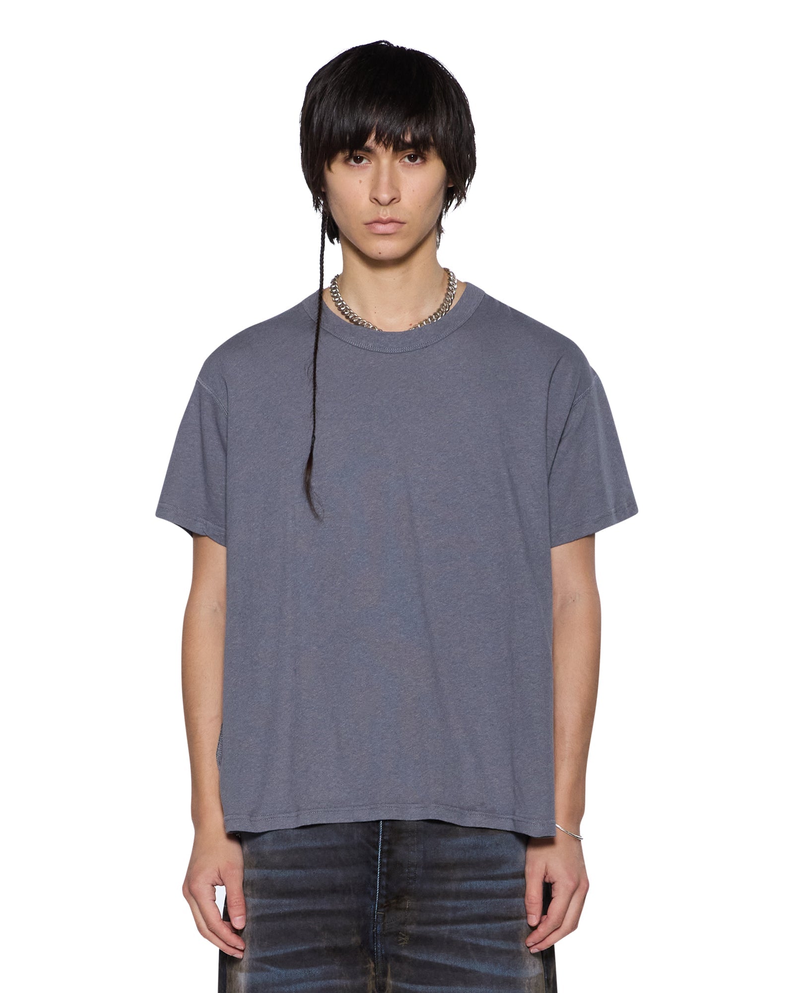MENS  SLUB SID SS TEE CHARCOAL SLIM TEES