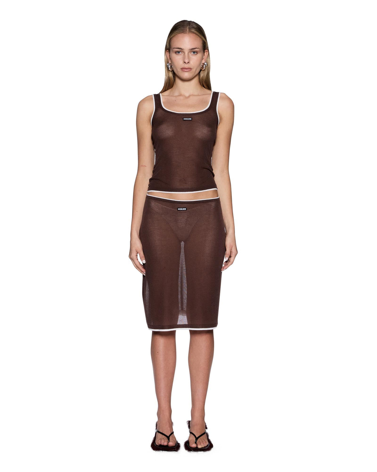Womens Sott Layered Chloe Tank Camel Brown Regular Tees - Brown