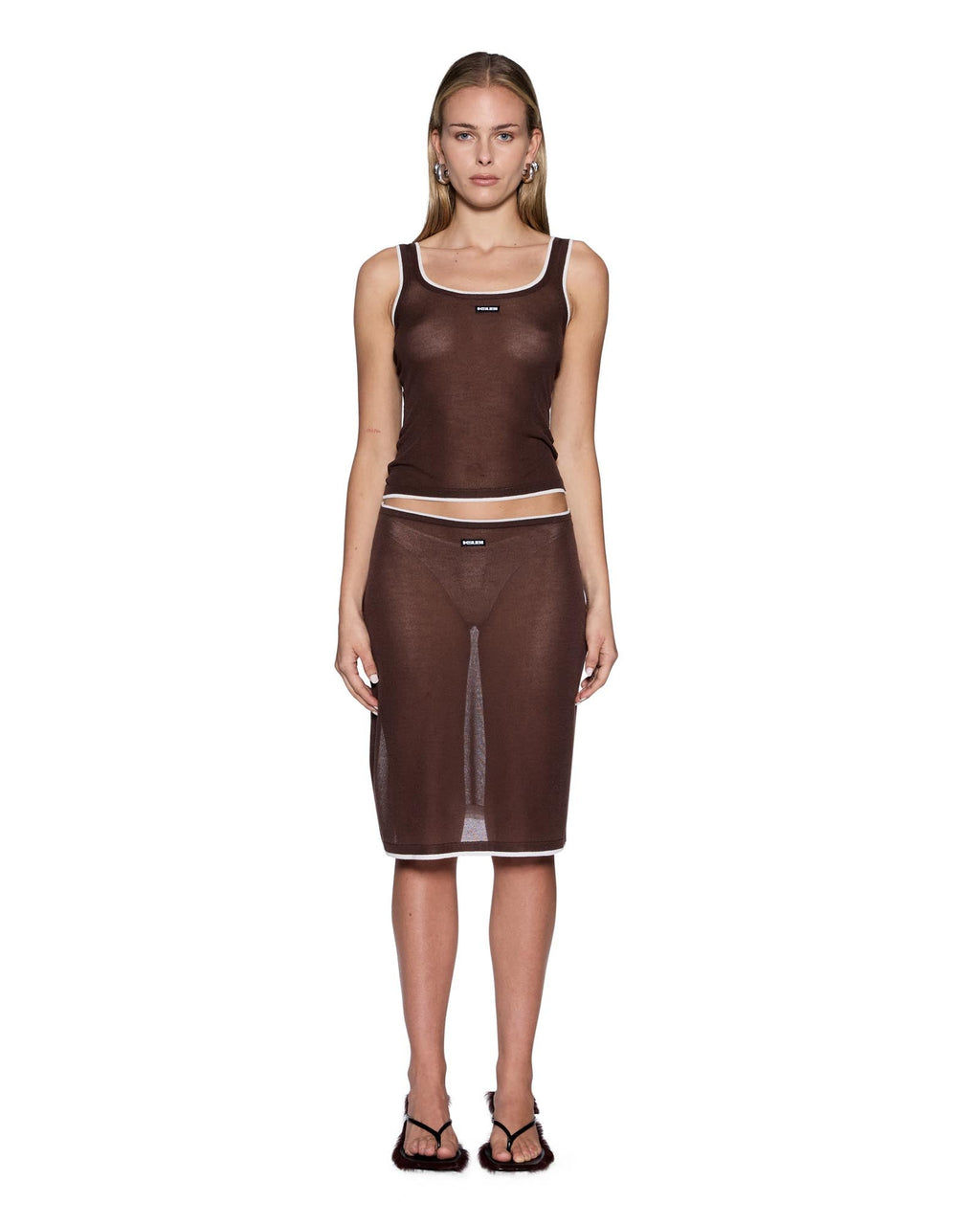 Womens Sott Layered Midi Skirt Camel Regular Skirts - Brown
