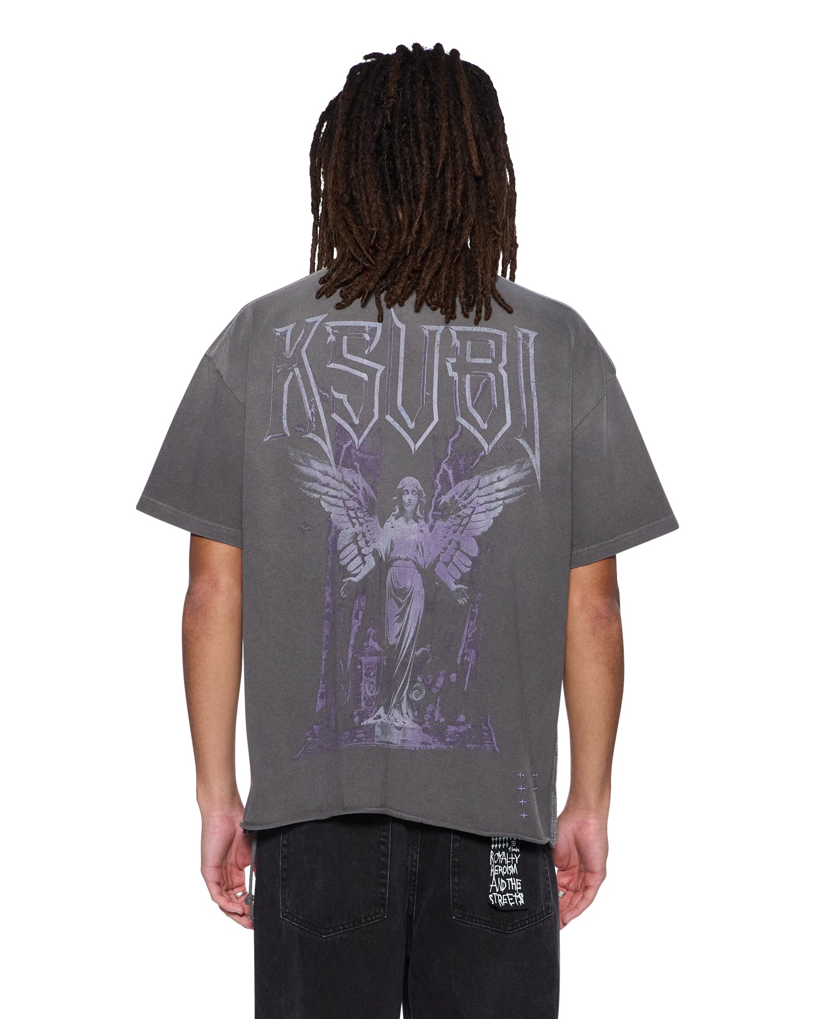 MENS  UTOPIA ANGEL EKCESS  SS TEE CHARCOAL OVERSIZED TEES