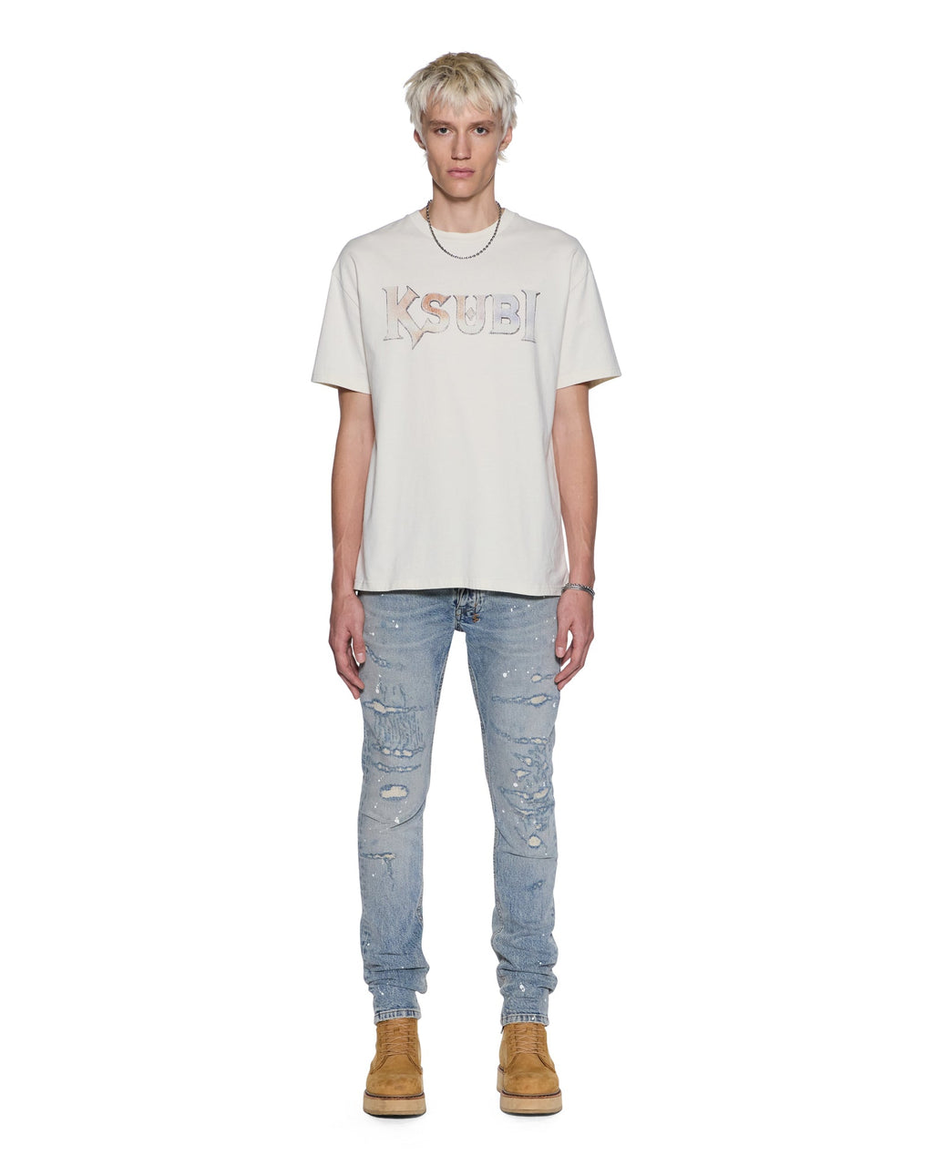 MENS DEATH SNAKE BIGGIE SS TEE ANTIQUE WHITE TEES