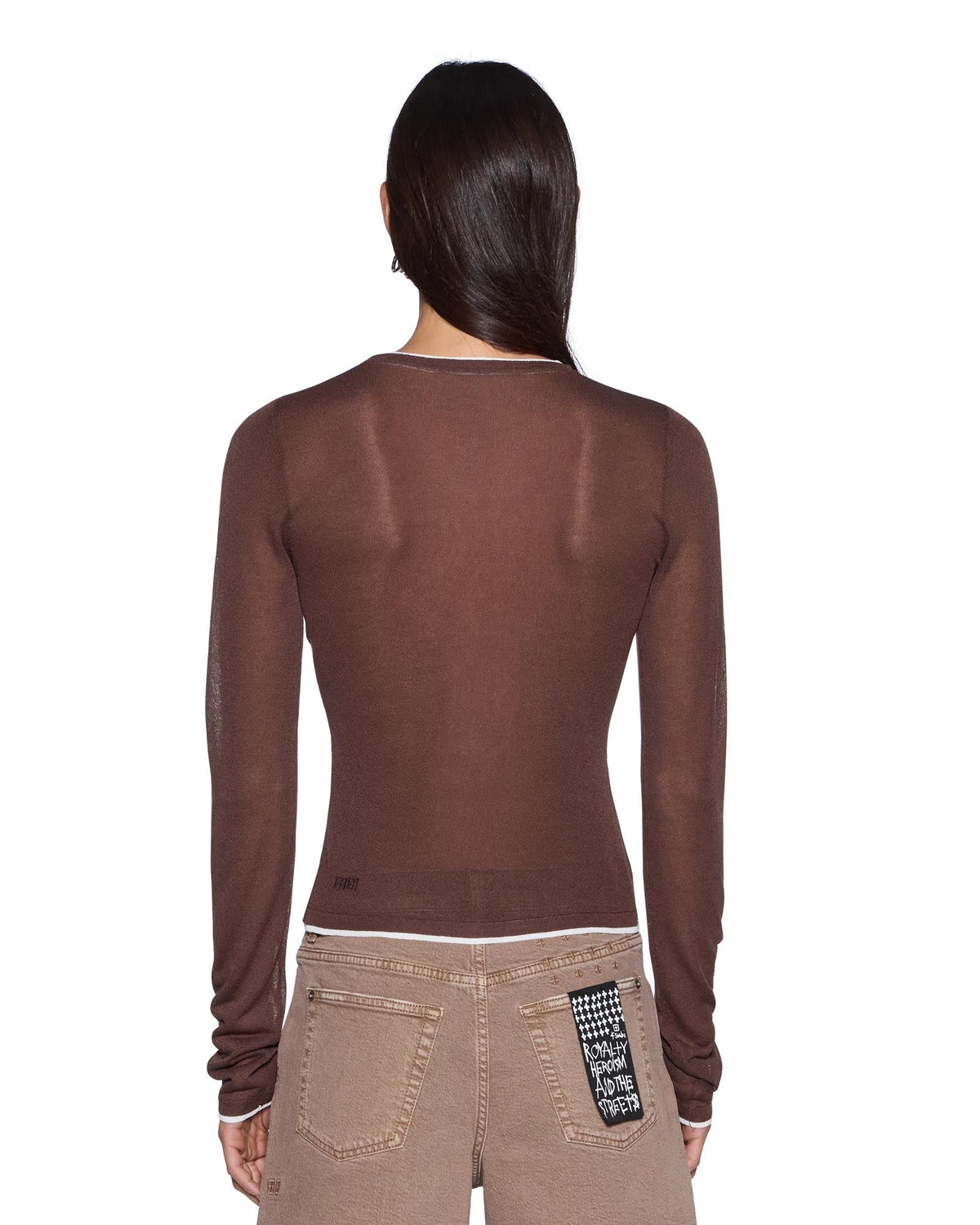 Womens Sott Layered Signature V Ls Tee Camel Brown Regular Tees - Brown