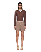 Womens Sott Layered Signature V Ls Tee Camel Brown Regular Tees - Brown