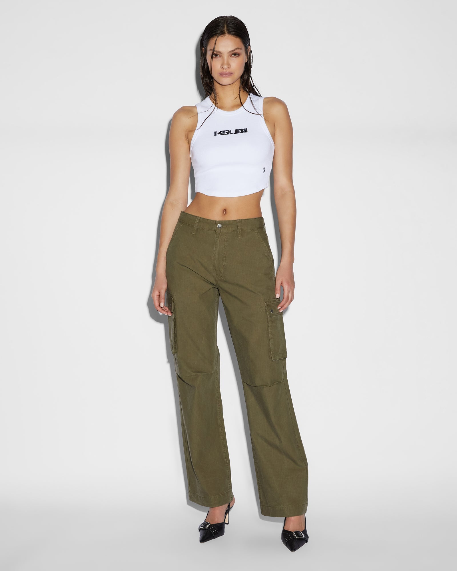 WOMENS  SQUAD CARGO KHAKI PANTS