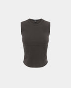 Womens Staged Tank Washed Black Fitted Tees - Black