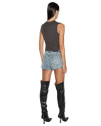 Womens Staged Tank Washed Black Fitted Tees - Black