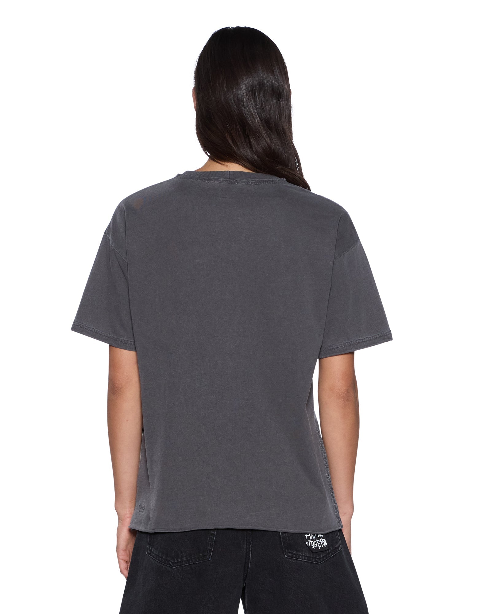 WOMENS  STACKED STITCH OH G SS TEE CHARCOAL OVERSIZED TEES