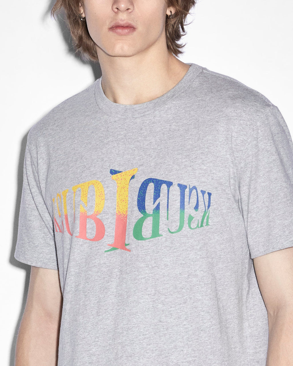Mens Crossroads Kash Ss Tee Grey Marle Regular Tees - Grey