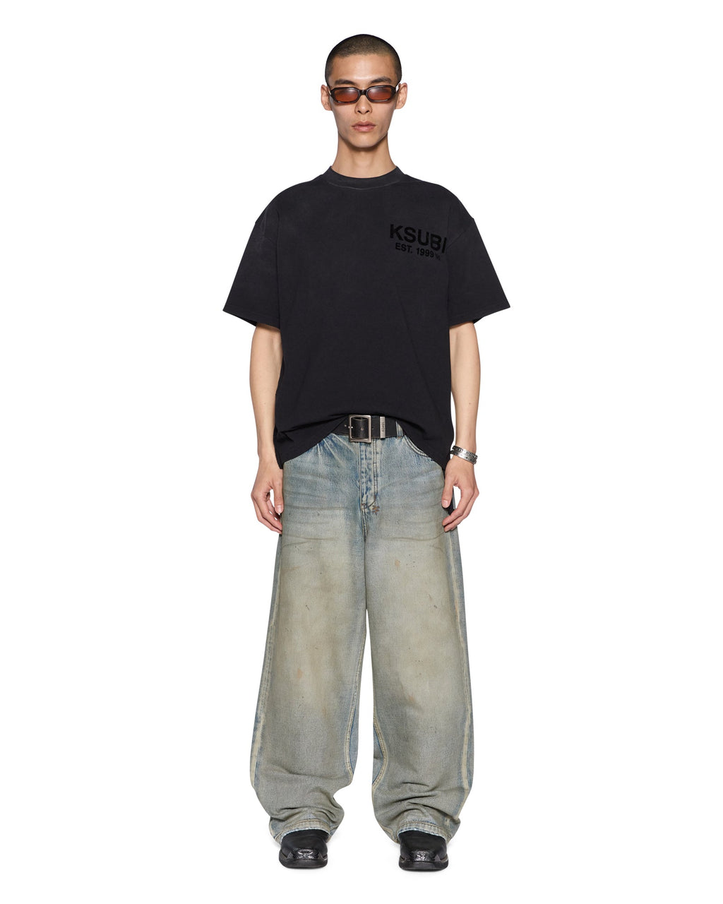 Mens State Ekcess Ss Tee Black Fade Oversized Tees - Black