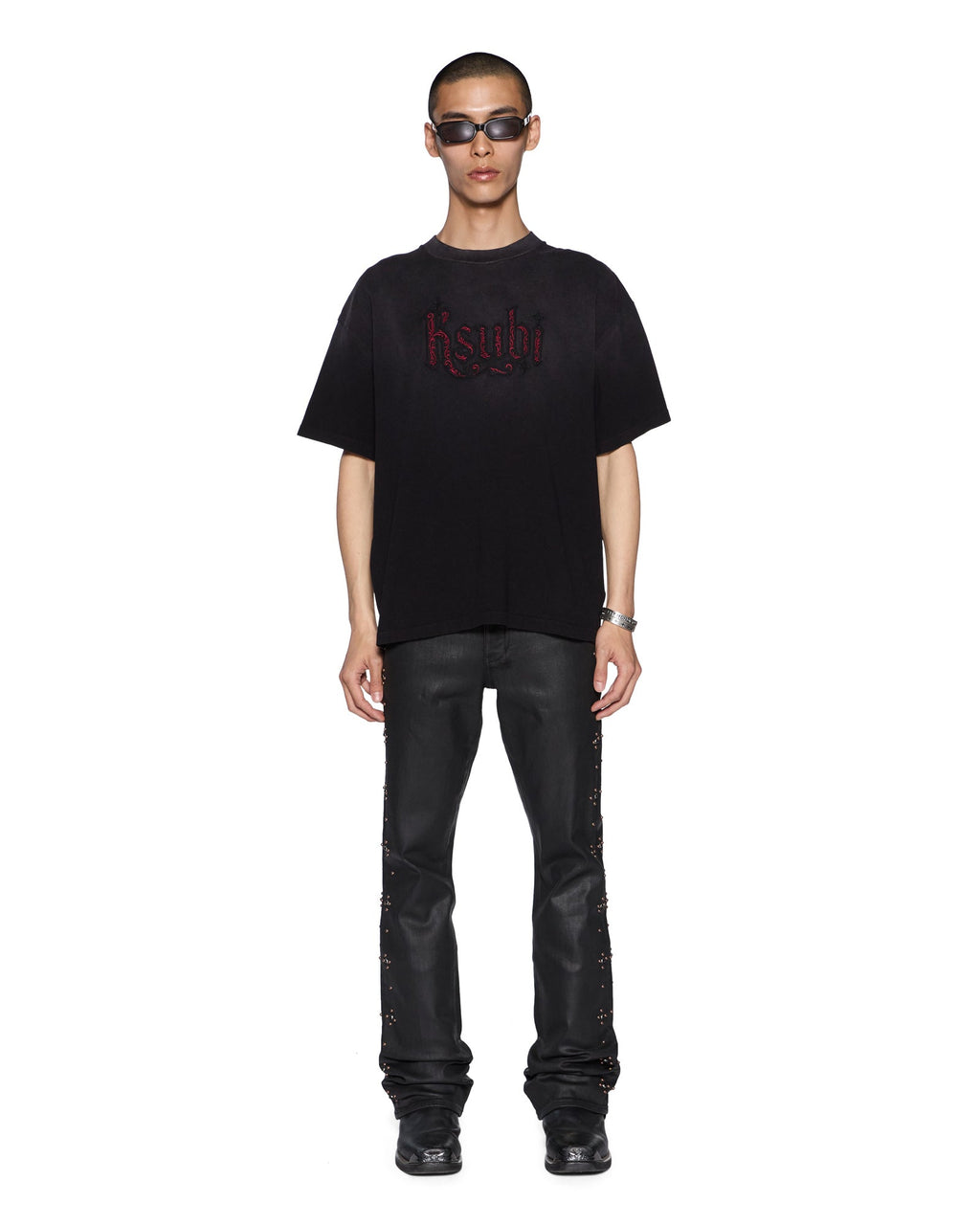 Mens Kstudio Halen Ss Tee Black Fade Baggy Tees - Black