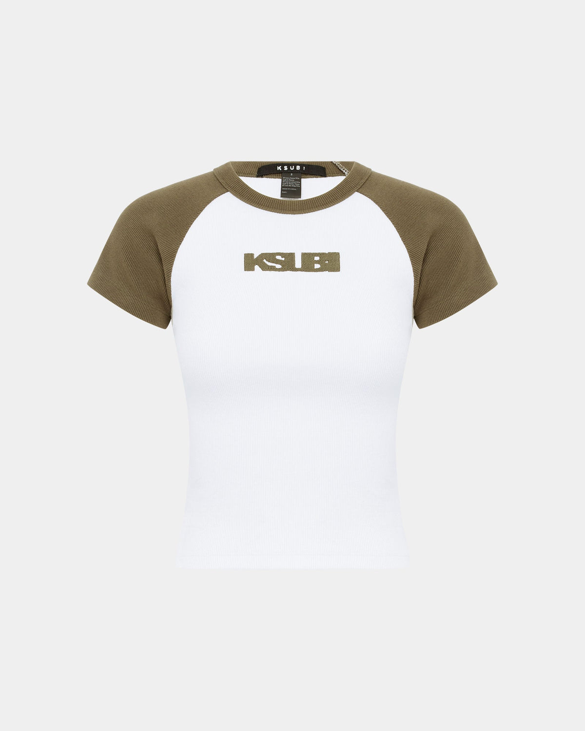 KSB BABY RINGER SS TEE KHAKI/WHITE