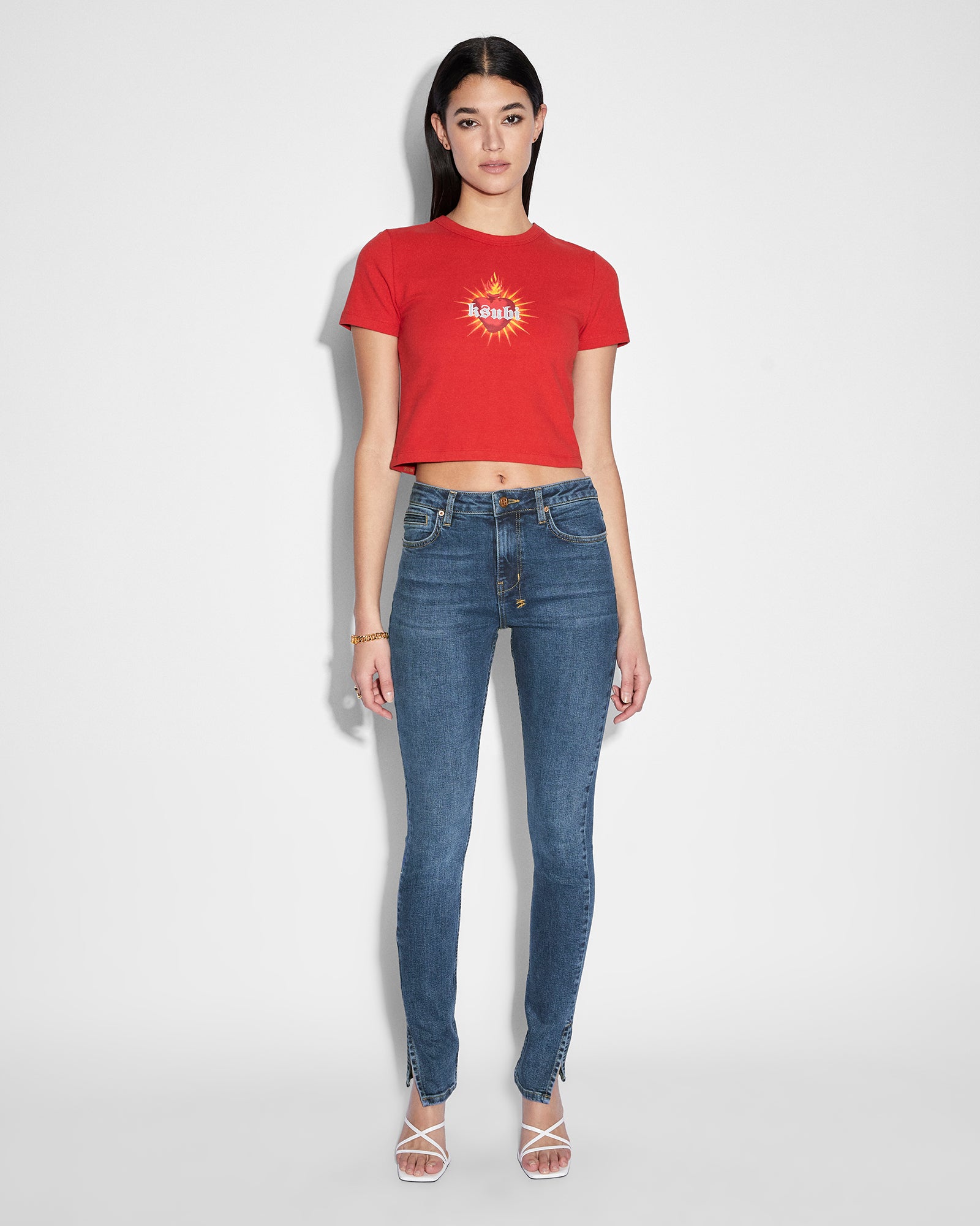 WOMENS HI N WASTED BLUEBELL EXTRA SPLIT SKINNY DENIM JEANS