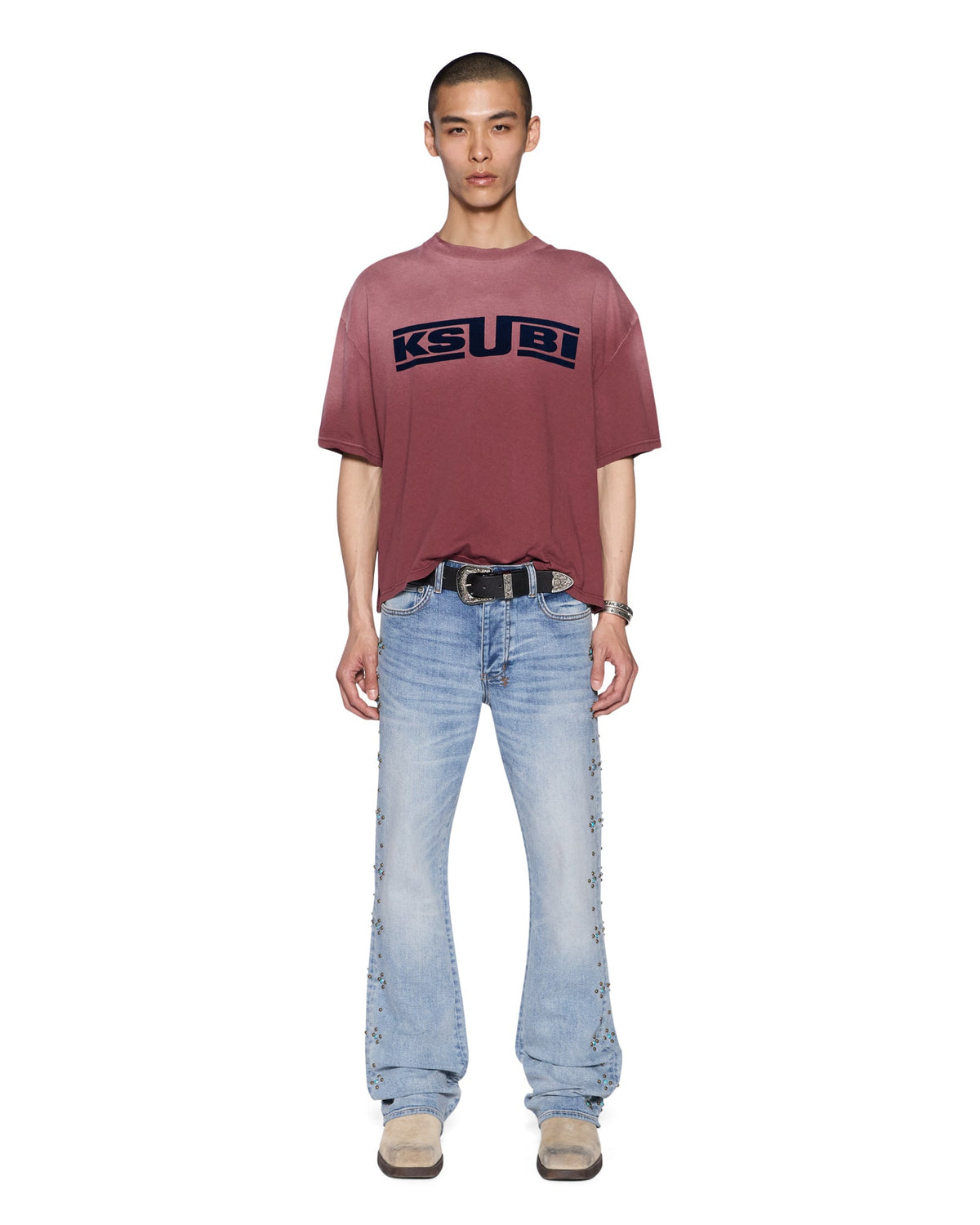 Mens Zoom Halen Ss Tee Ox Baggy Tees - Burgundy