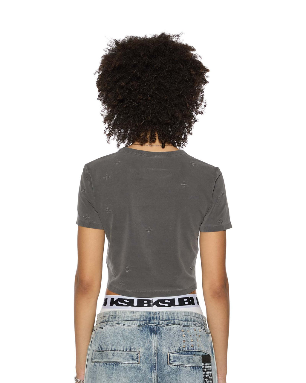 Womens 1999 Plus Baby Ss Tee Charcoal Fitted Tees - Grey