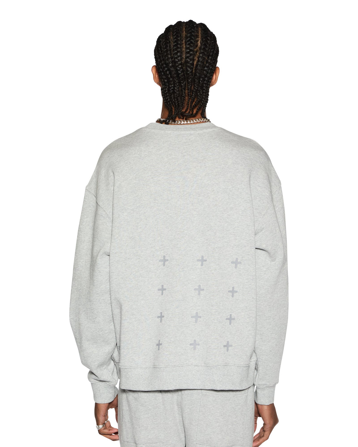 MENS 4 X 4 BIGGIE CREW GREY MARLE FLEECE