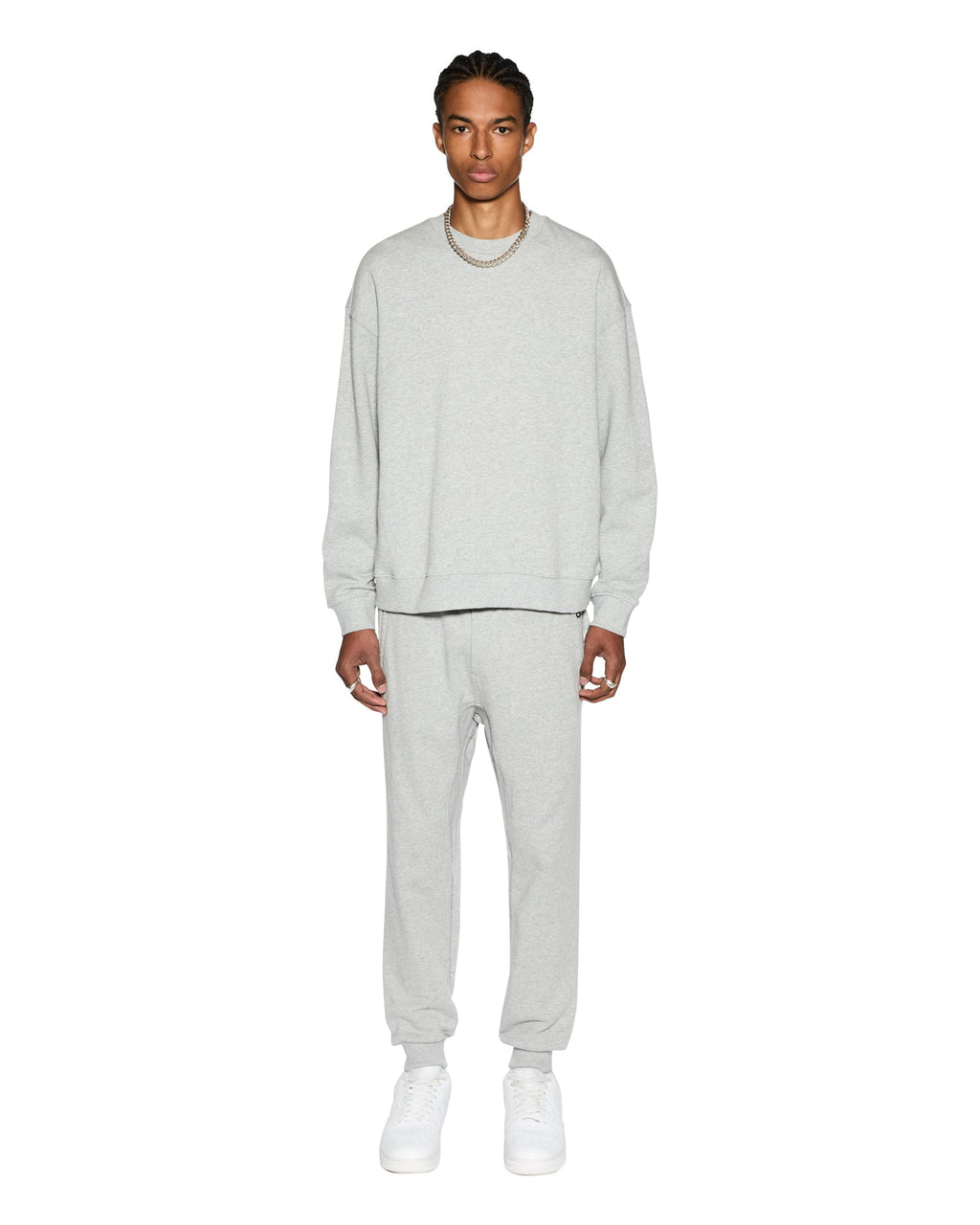 MENS 4 X 4 BIGGIE CREW GREY MARLE FLEECE