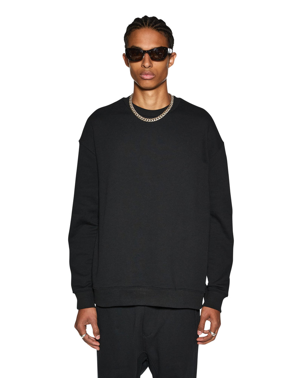 MENS 4 X 4 BIGGIE CREW JET BLACK FLEECE