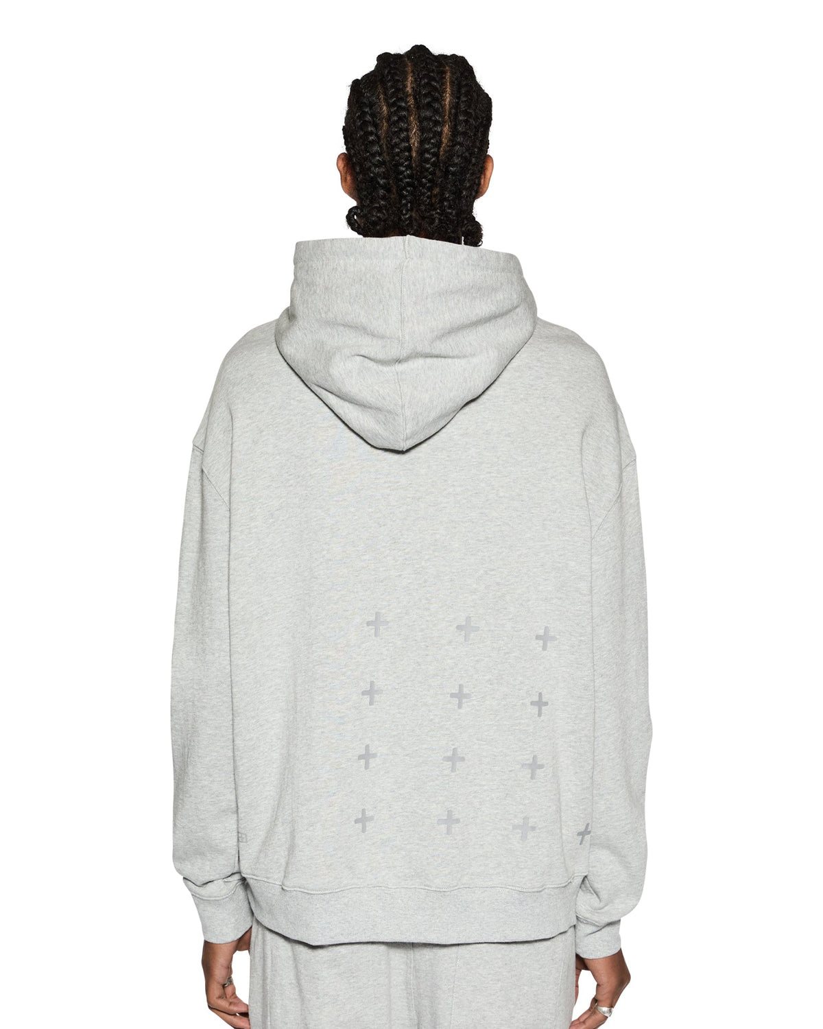 MENS 4 X 4 BIGGIE HOODIE GREY MARLE FLEECE