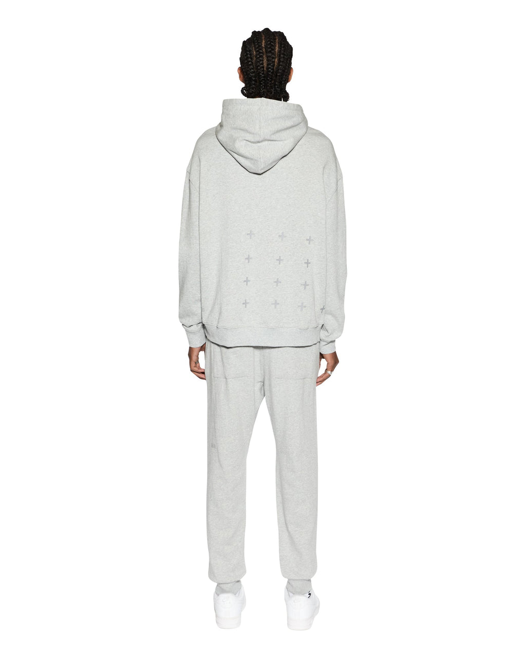 MENS 4 X 4 BIGGIE HOODIE GREY MARLE FLEECE