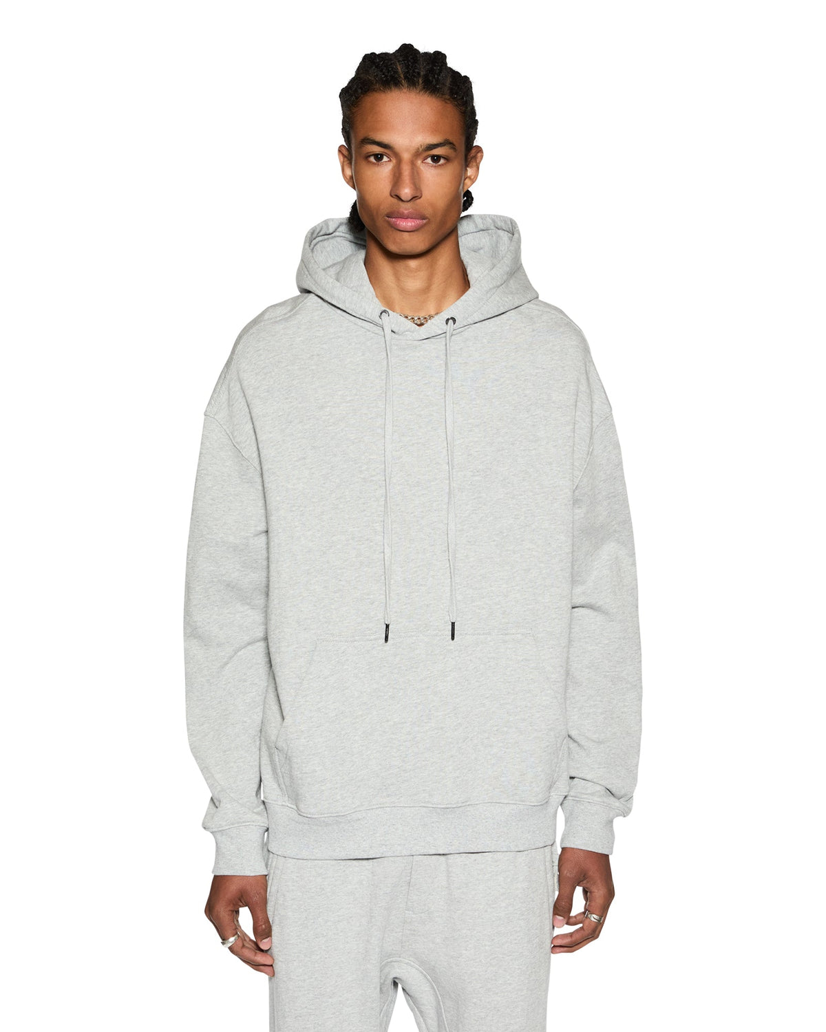 MENS 4 X 4 BIGGIE HOODIE GREY MARLE FLEECE