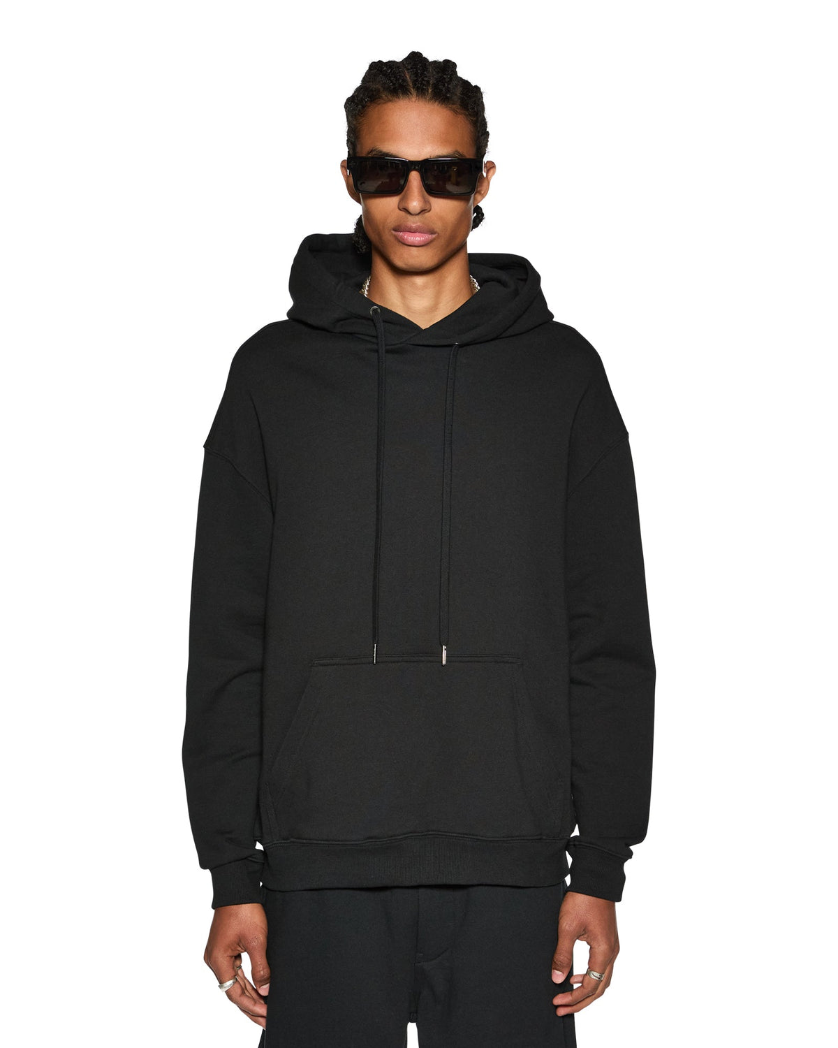 MENS 4 X 4 BIGGIE HOODIE JET BLACK FLEECE