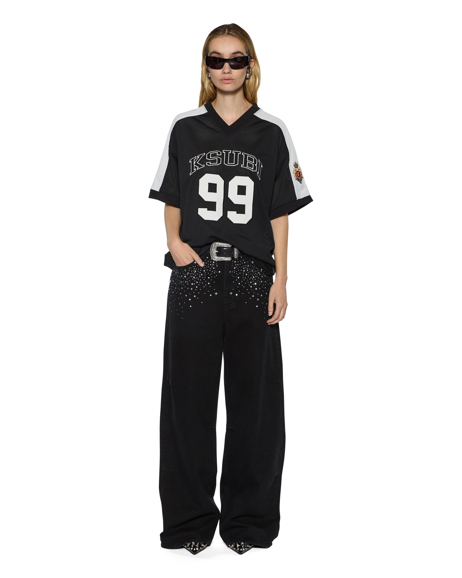 WOMENS 99 SS JERSEY BLACK BAGGY TEES