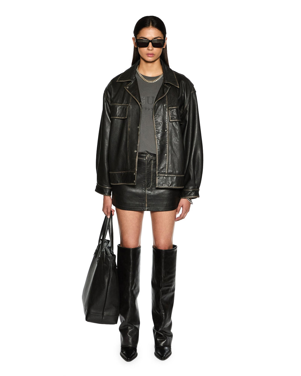 Womens Creed Jacket Aged Black Oversized Jackets - Black