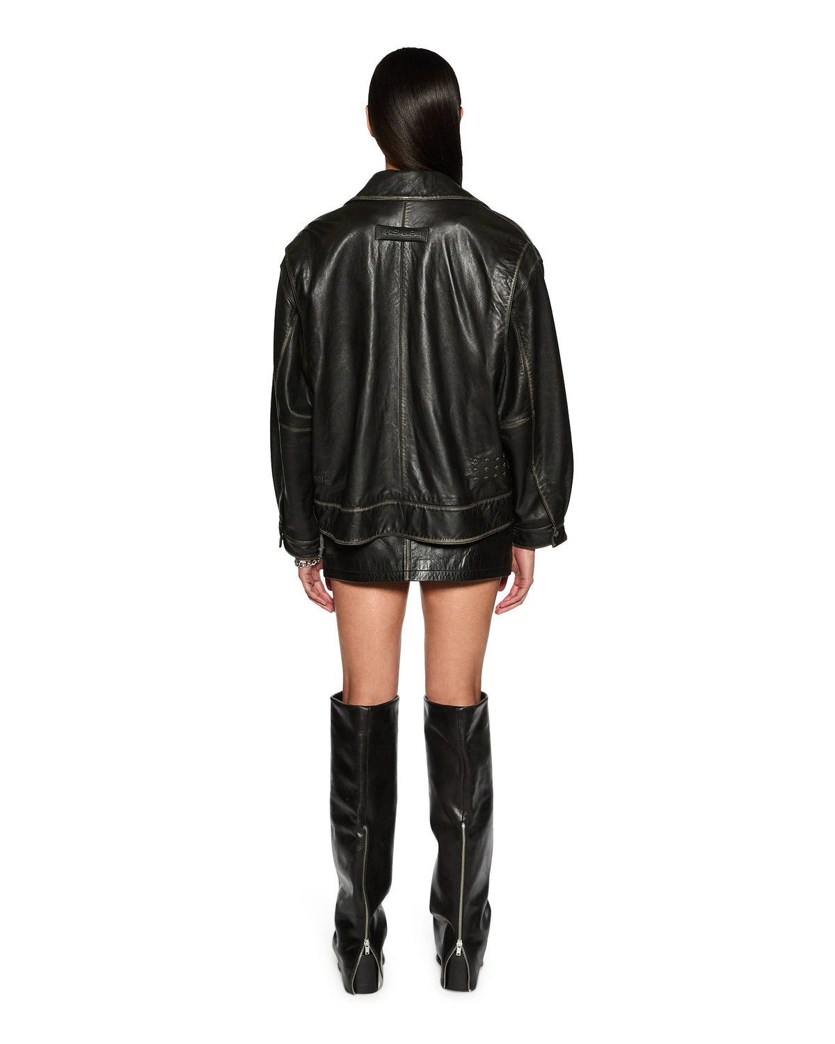 Womens Creed Jacket Aged Black Oversized Jackets - Black