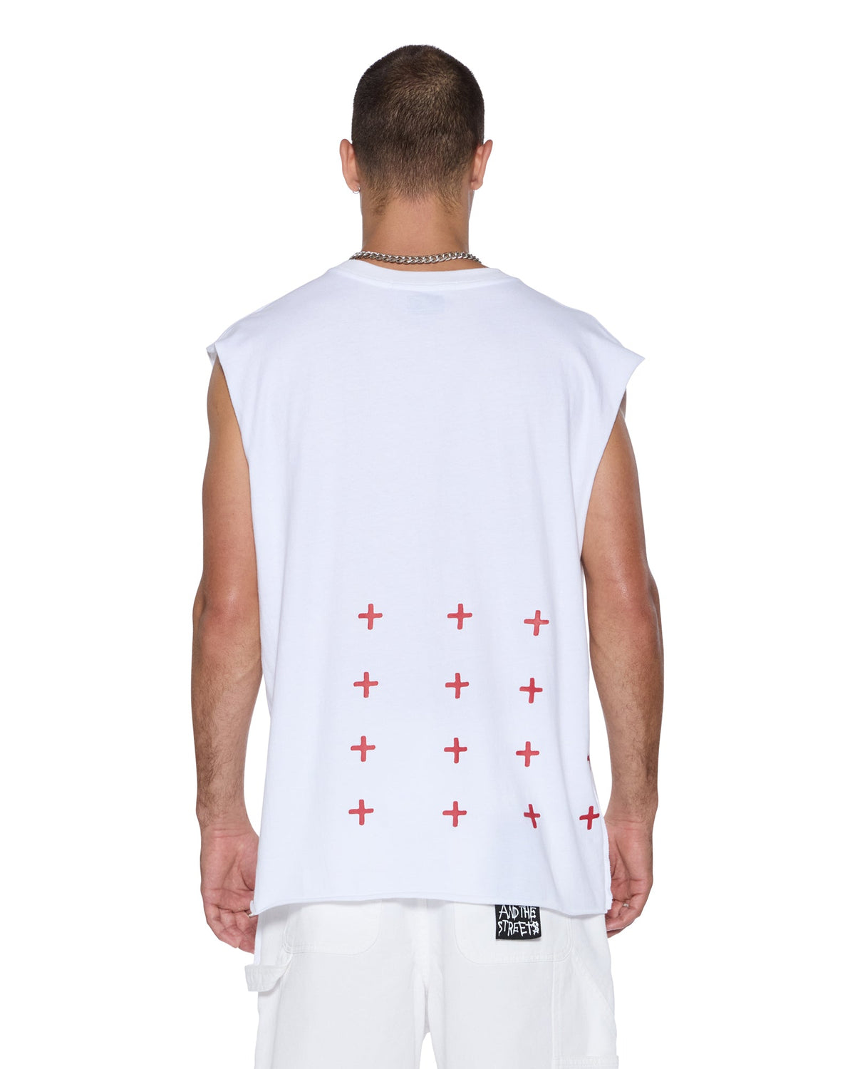MENS KINGDOM CUT OFF BIGGIE TEE WHITE TEES