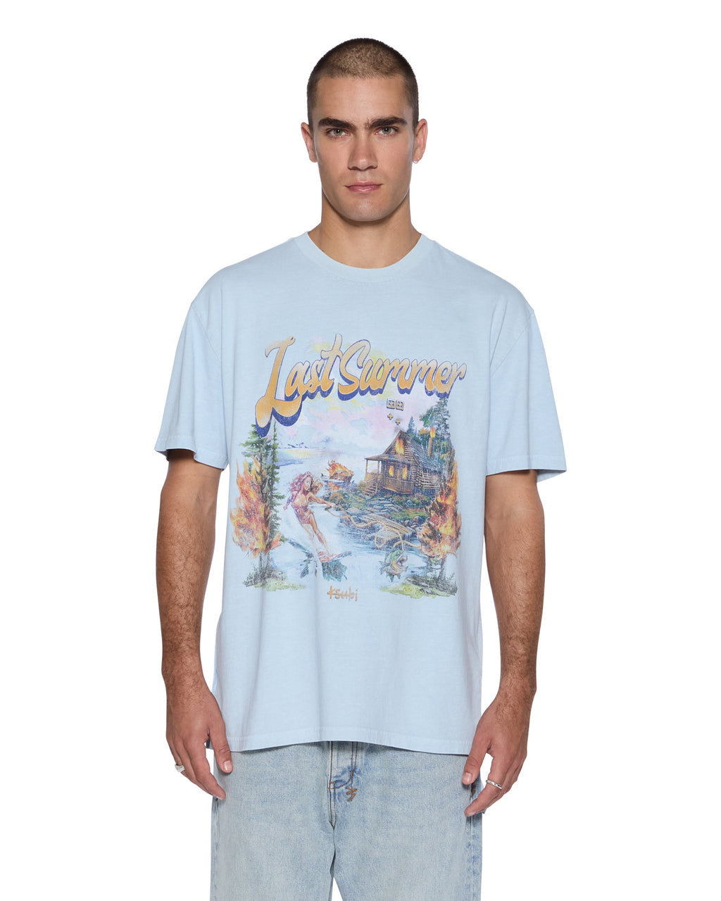 MENS LAST SUMMER BIGGIE SS TEE BLUE MIST TEES