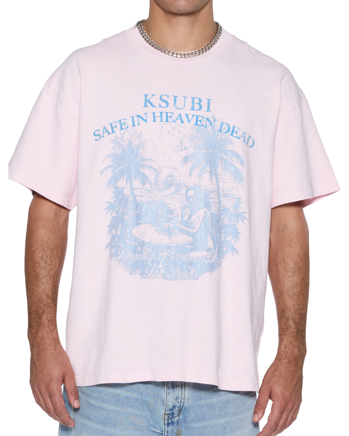 Mens Paradiso Ekcess Ss Tee Ice Quartz Oversized Tees - Pink