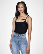 Womens Precious Bodysuit Black Fitted Fashion Tops - Black