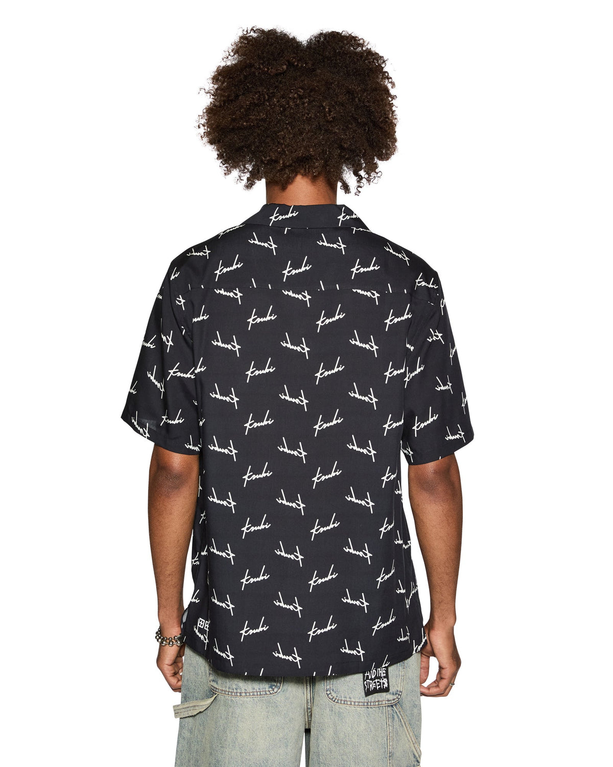 Mens Skript Resort Ss Shirt Black Regular Shirts - Black